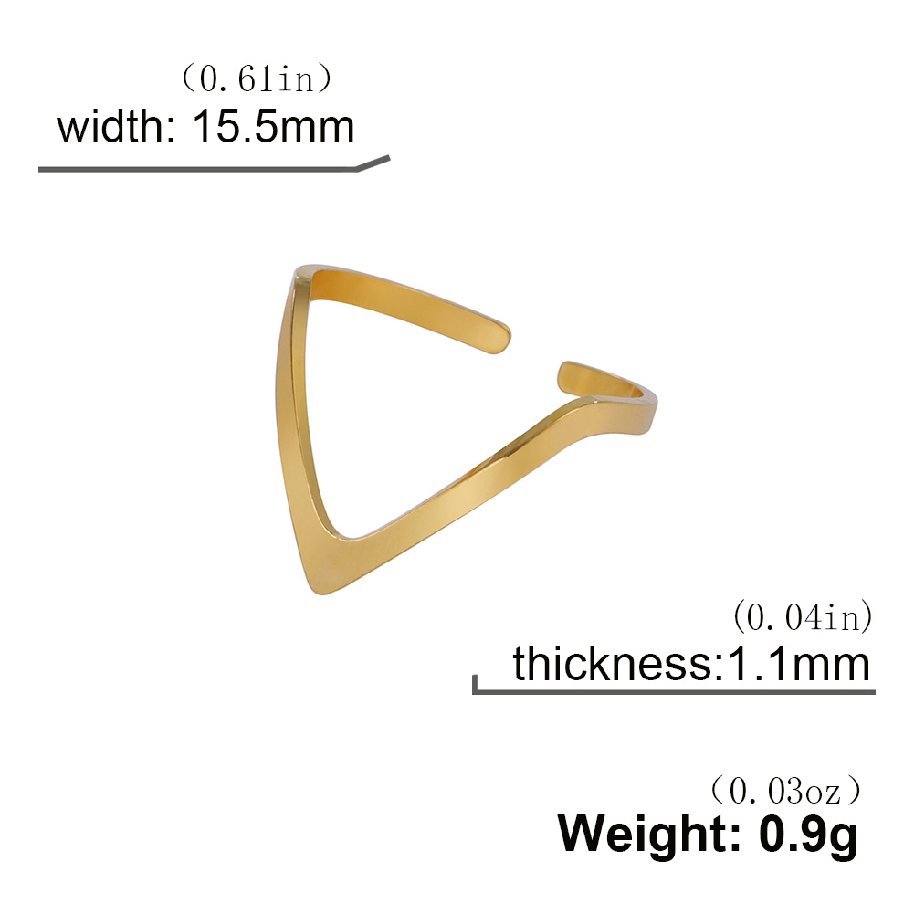 Women's Adjustable Chevron V Ring, Plated Minimalist Jewelry